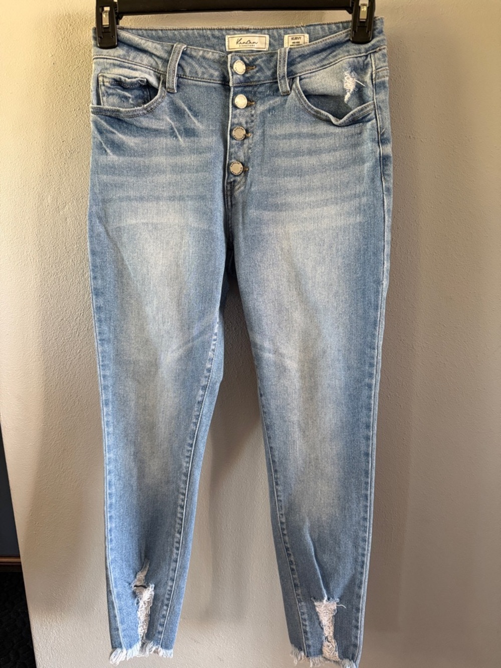 KanCan Light Blue High-Rise Button-Fly Skinny Jeans